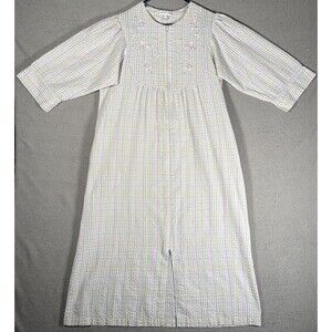 Miss‎ Elaine Women’s Size M Housecoat House Dress Spring Pastel Seersucker Zip